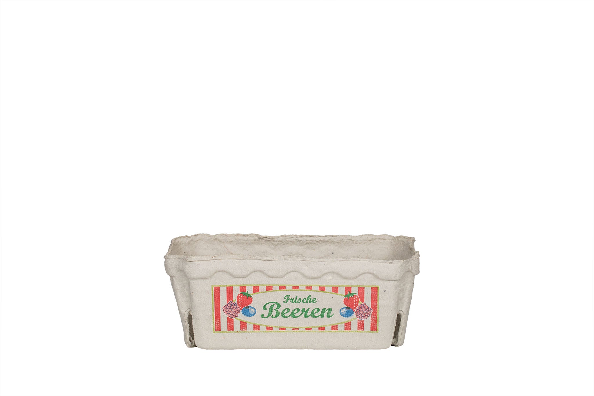 Bio Obstschale, Beerenschale, Holzschliff, naturweiß, "frische Beeren"-Motiv, 500 g, 180 x 110 x 71 mm